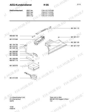 Взрыв-схема плиты (духовки) Aeg COMPETENCE 995E-MP - Схема узла Section1